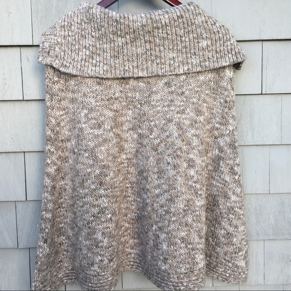 Lucky Brand Tan Knit Mohair Wool Blend Poncho Cape NWOT - Picture 4 of 10